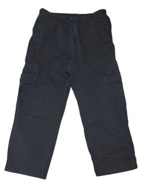Womens Gap Cargo Easy Pants Black Fine Twill Drawstring Elastic Waist Size Large